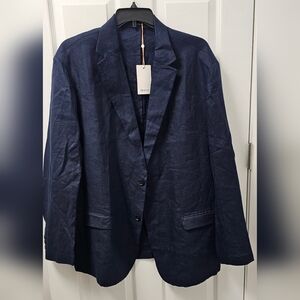 Quince Men's 100% European Linen Blazer XXL Deep Navy Double button NWT NEW